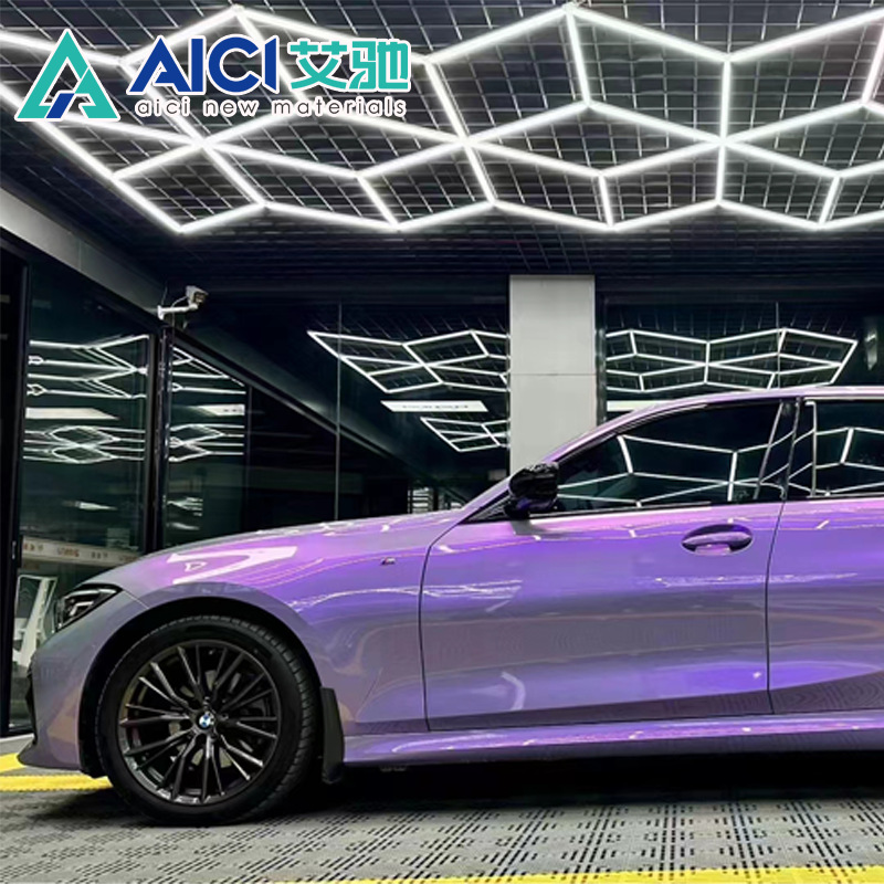 Tpu Magic Gray and Purple Car Color Change Film, High-Definition Gradient Dual-Color Hydrophobic Anti-Stain Easy-To-Clean Scratch Self-Repairing