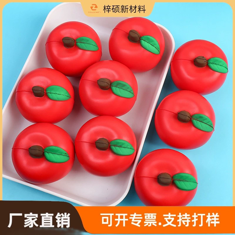 Оптовая продажа популярных имитационных игрушек-яблок из вспененного полиуретана с нанесенным логотипом, высокой эластичностью и функцией снятия стресса