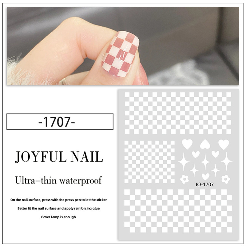 Celebridad de Internet nuevo tablero de cuadrícula pegatinas de uñas clásico Plaid serie pegatinas de uñas Klein azul amor pegatinas