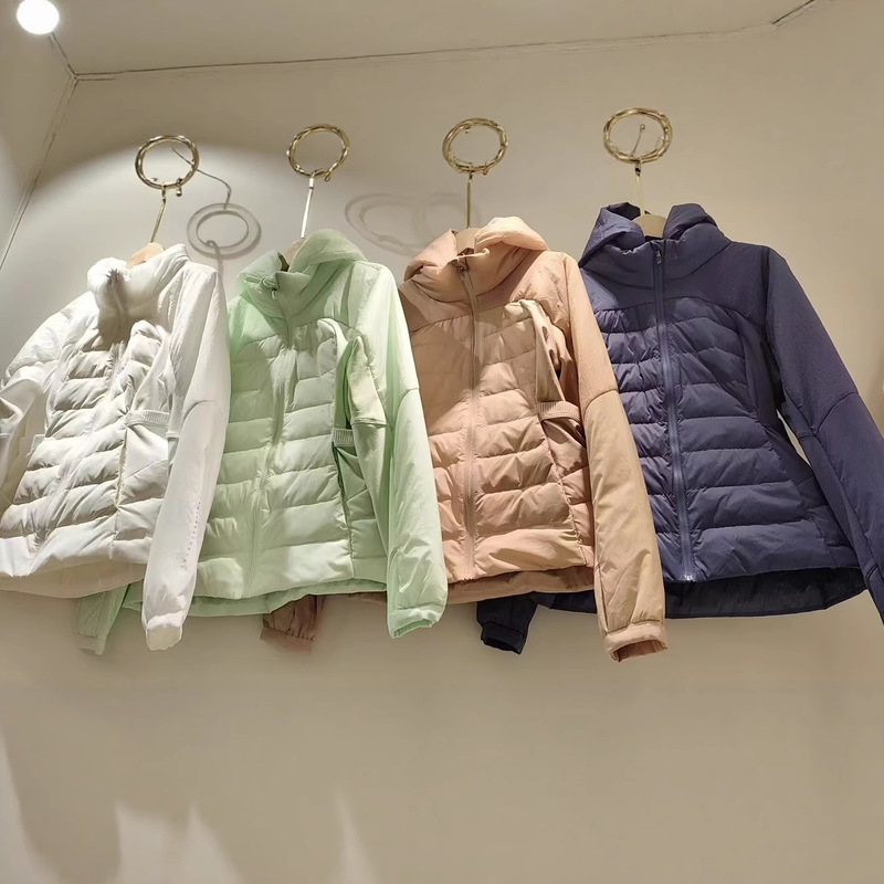 90 White Duck Down Lulu Same-style Lightweight Sports Down Jacket Women's Short Fitness Jacket Lightweight Slim-fit Warm Fashionable