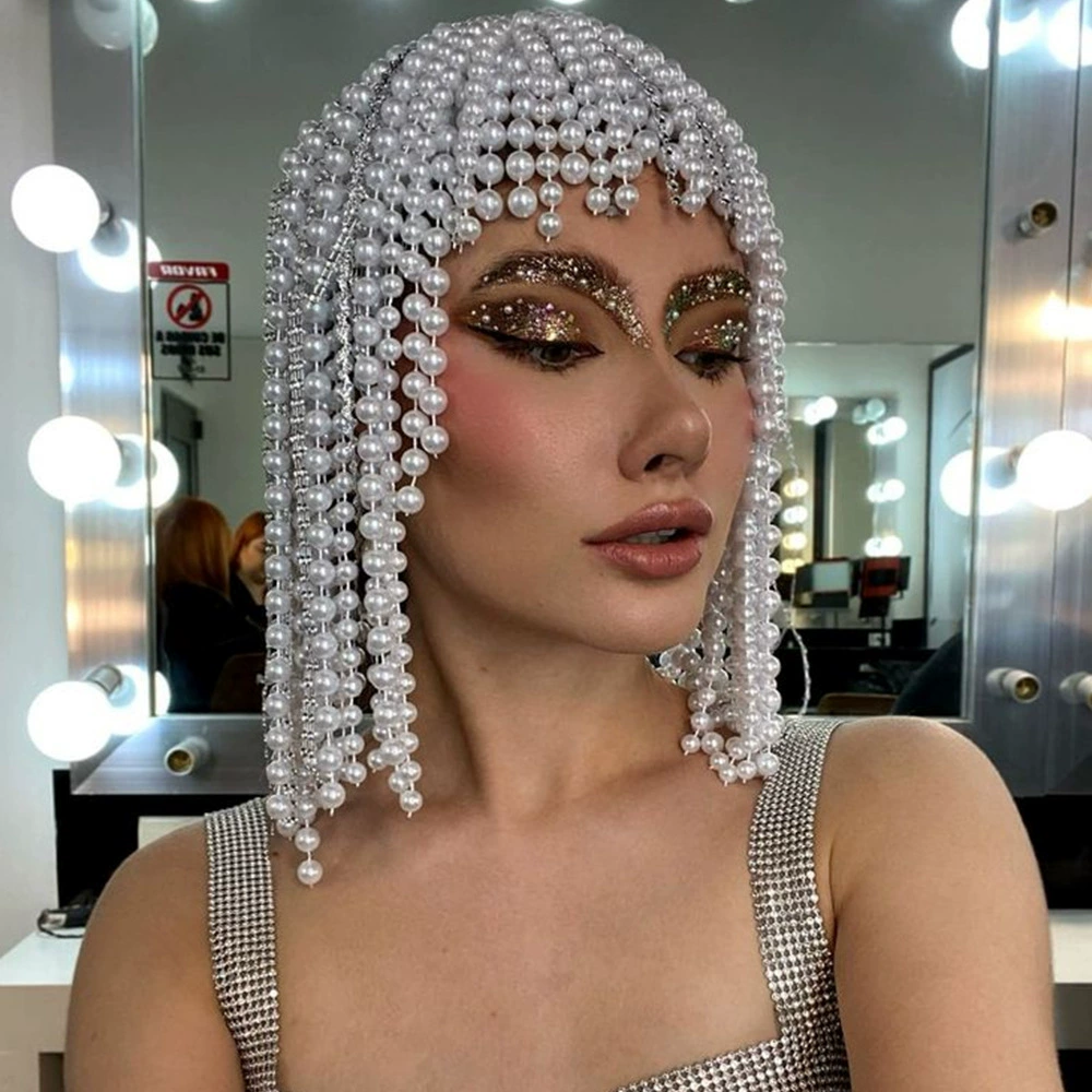 Амазонские жемчужные головные уборы для женщин в Европе и Америке преувеличенные аксессуары для волос с бахромой высокого уровня