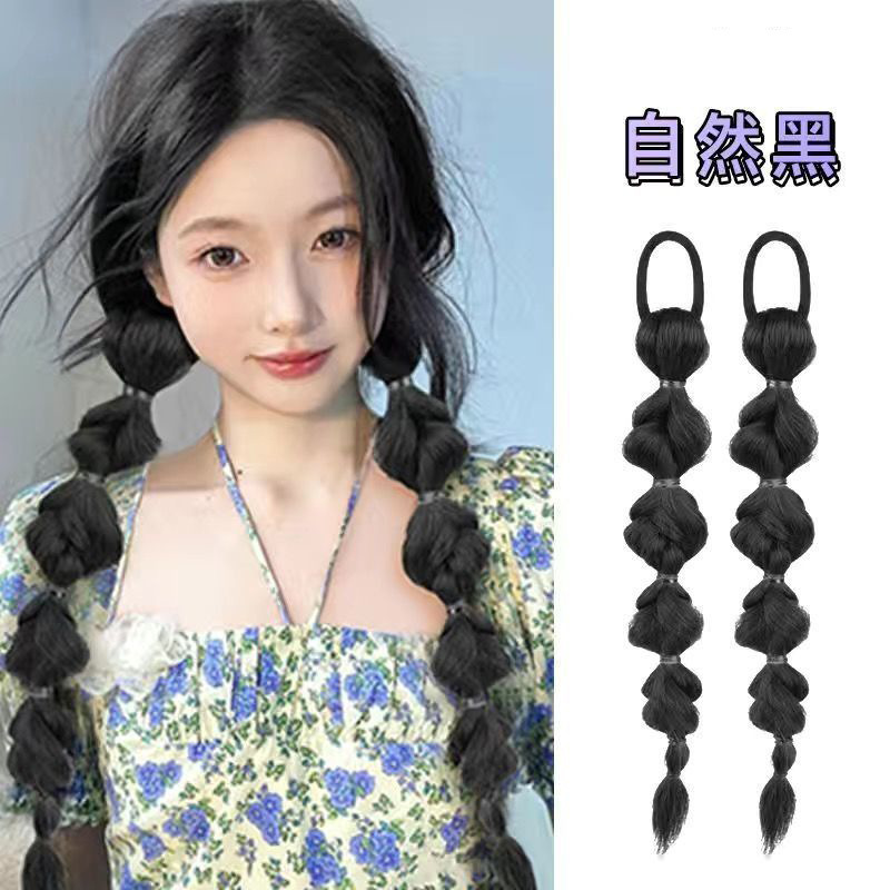 Pugging burbuja trenza peluca trenza de boxeo trenza de moda linterna doble falsa cola de caballo red chica caliente trenza de torsión tejida a mano