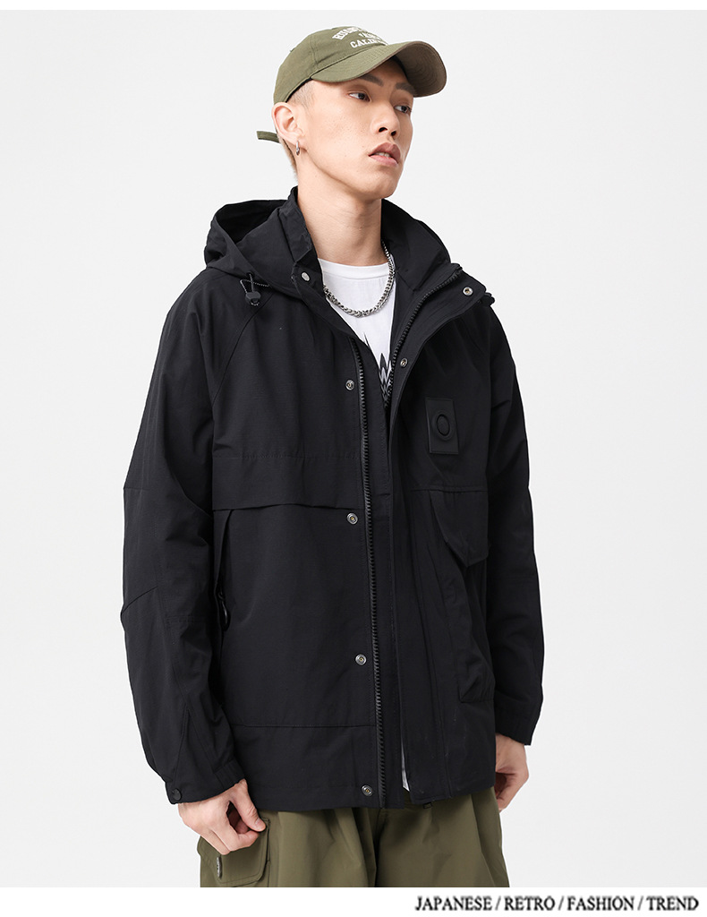 Giacca con cappuccio da uomo stile americano autunno primavera_voghion.com