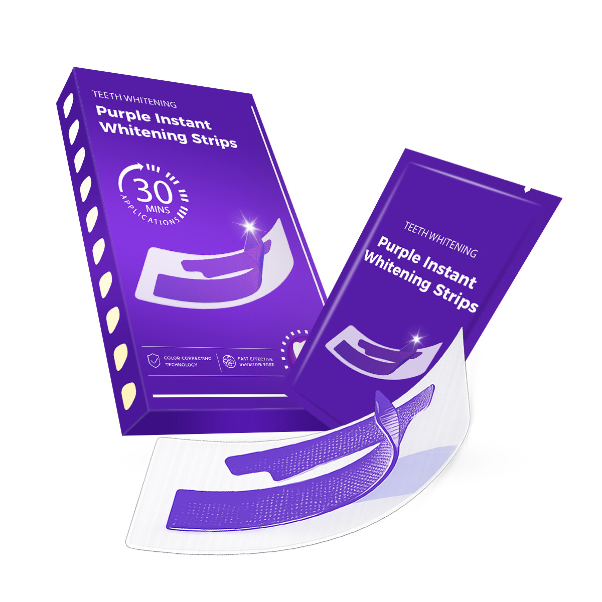 新款  V34紫色牙贴 V34 Whitening Strips 紫色小盒 美白牙贴