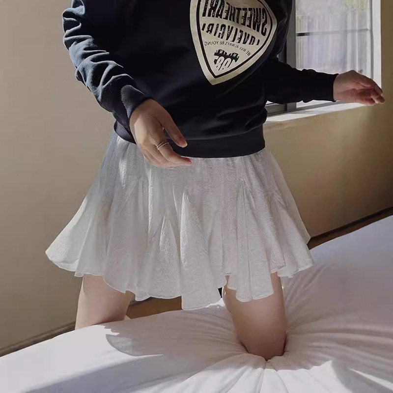 French Romantic Retro Ballet Tutu Skirt Autum New Girl's Age-Reducing Oversized Skirt Asymmetrical Short Skirt