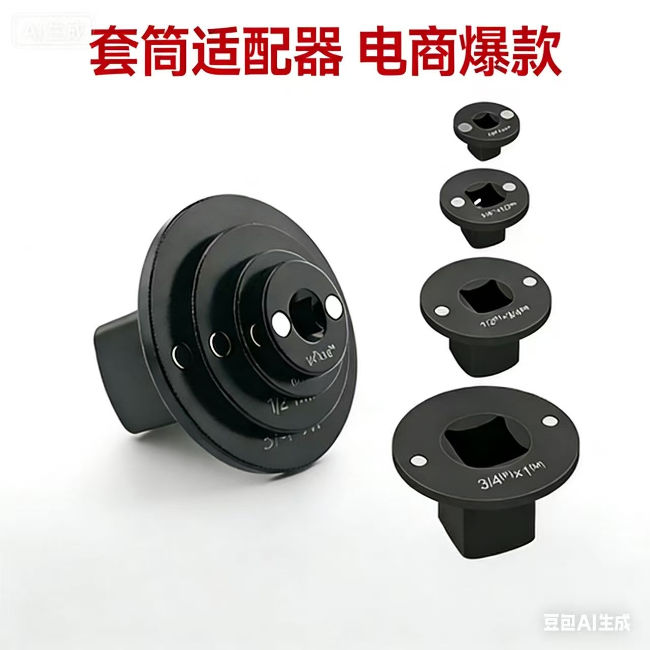 圆形轴承座机械配件薄型驱动器适配器4pc圆形磁吸套筒转换头组套