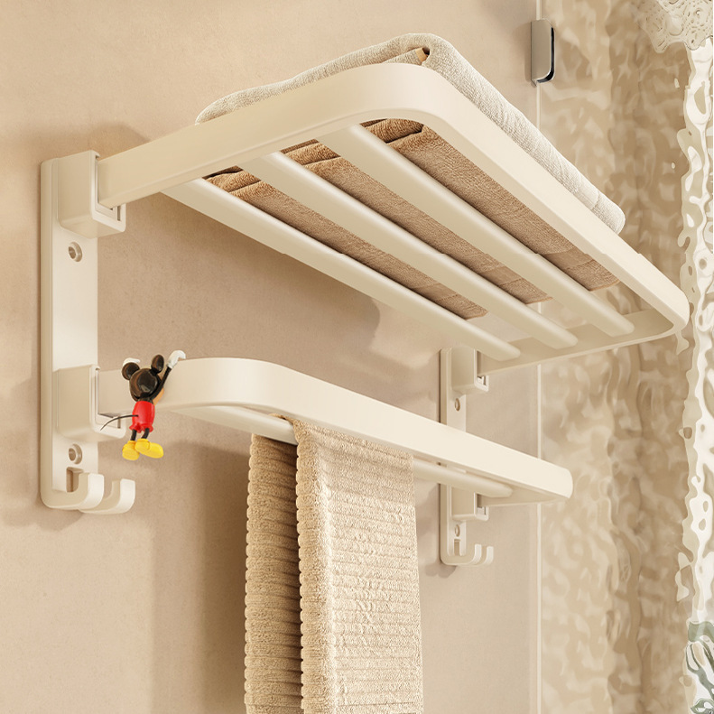 Towel Rack Punch-free Bathroom Bath Towel Rack Cream Style Toilet Five-piece Set Toilet Space Aluminum Toilet