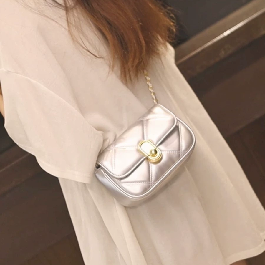Small small bag, fashionable shoulder bag with diamond pattern, chain bag