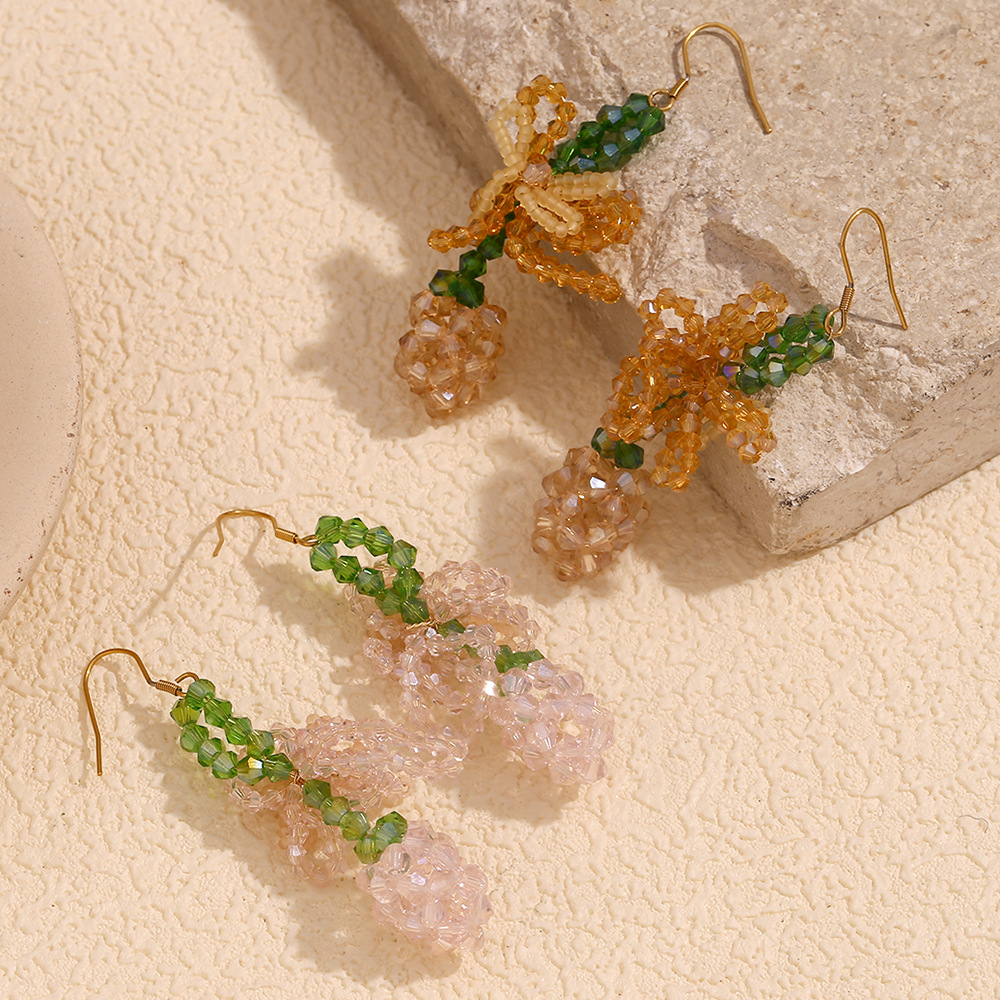 Colored Bow Pineapple Stainless Steel Earrings