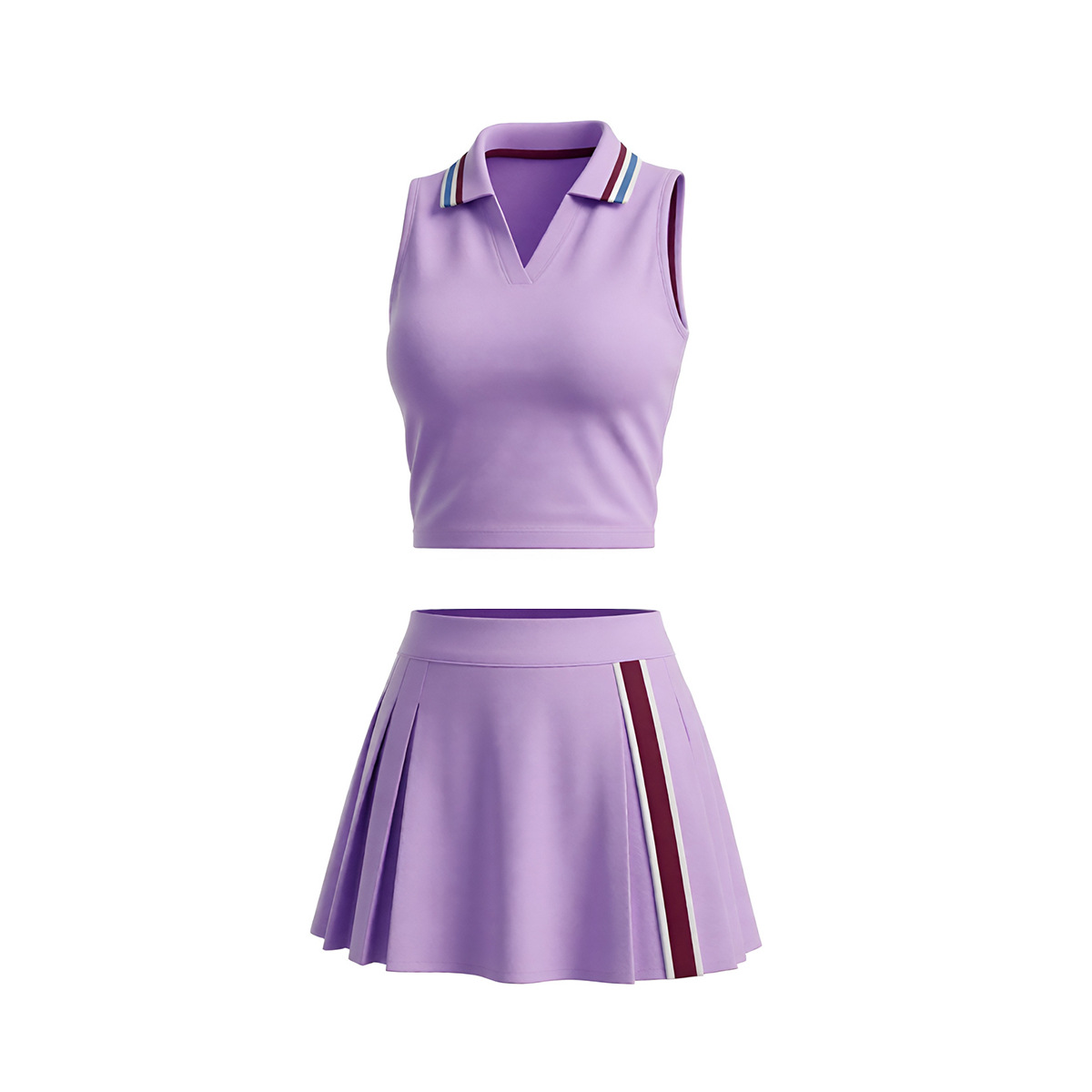 Nuevo conjunto de ropa de tenis femenina polo collar de protección de la luz de la piel de yoga de color contraste conjunto deportivo de golf