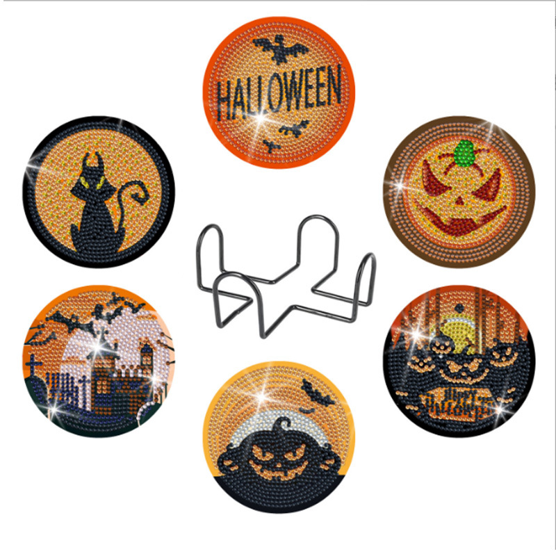 Personalizada taza de pintura de diamante transfronteriza almohadilla de taza de diamante redonda almohadilla mandala perimetral de pintura de diamante DIY