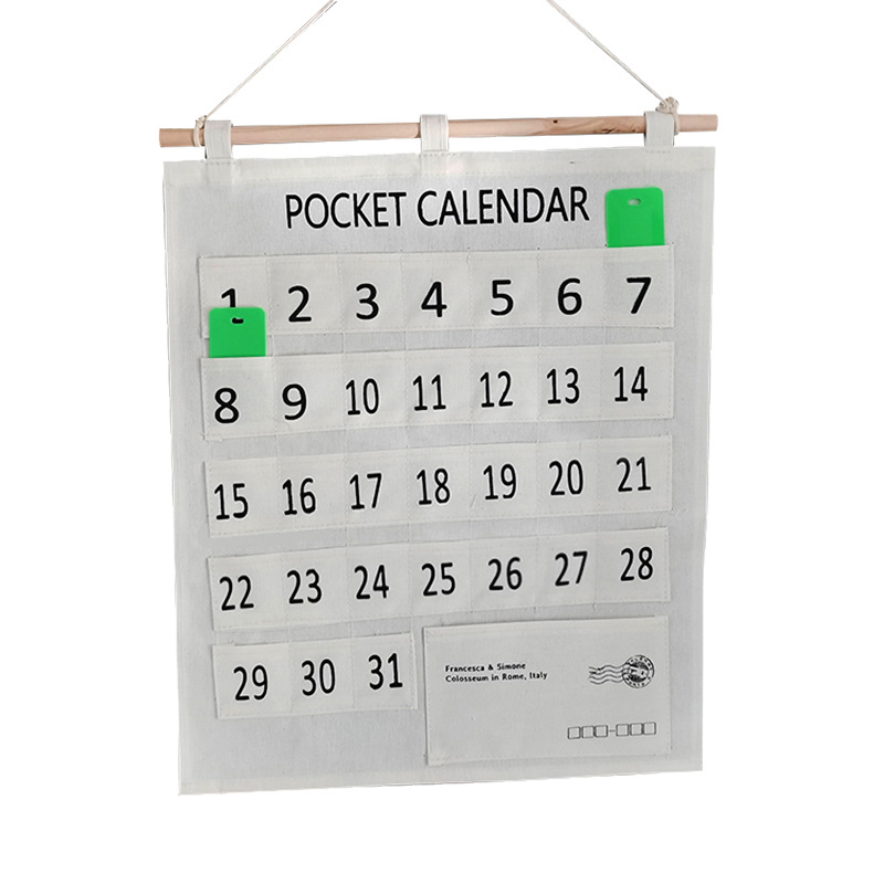 Kindergarten algodón Lino mañana cheque tarjeta de asistencia bolsa reloj-en el registro bolsa de almacenamiento Tarjeta de organización bolsa colgante Pequeño bolsillo 31 bolsa de bolsillo