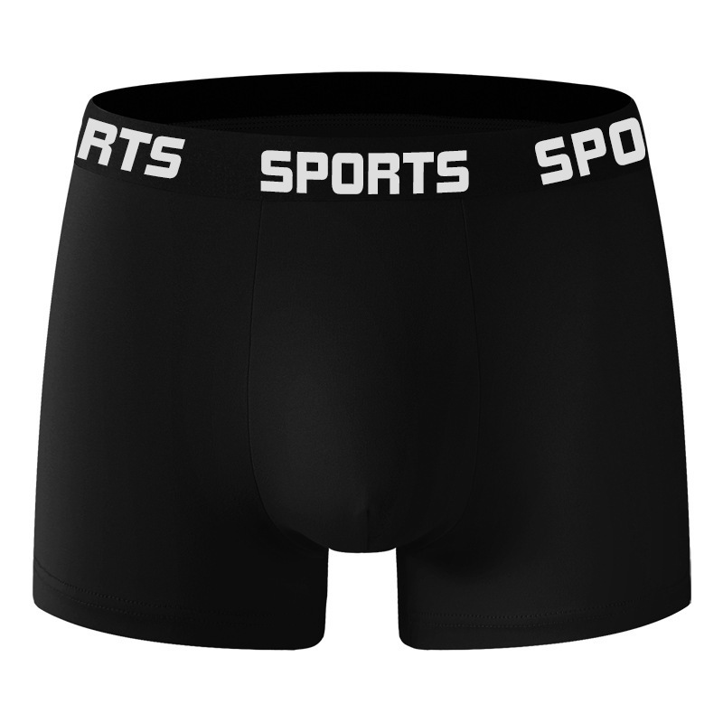 Boxer da uomo traspiranti, intimo sportivo, design ad alta elasticità con quattro angoli, stile europeo/americano, misto cotone e spandex._voghion.com