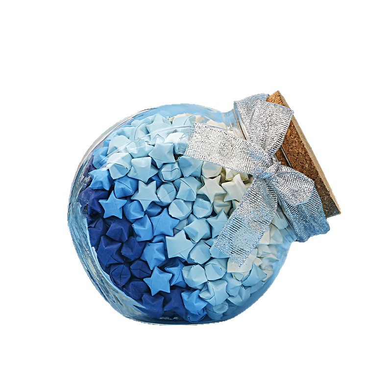 Botella de vidrio de deseo tapones de madera botella grande deseo flotante botella de estrella de suerte origami de alto valor de belleza pequeña botella vacía adornos
