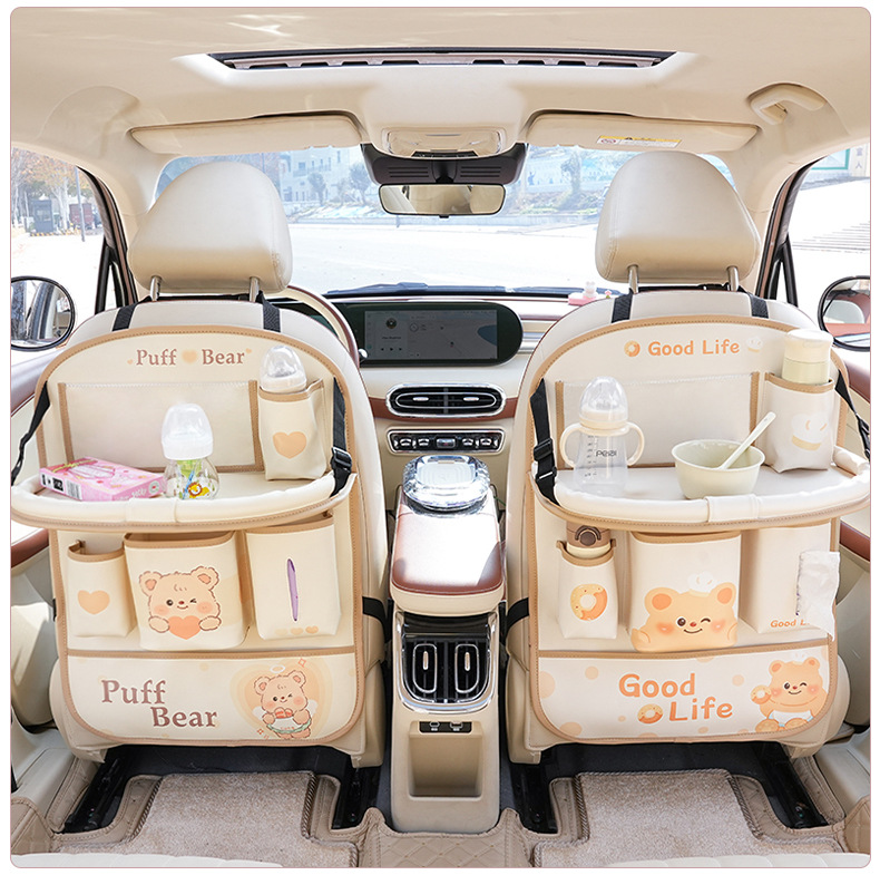 Foldable Cartoon Creative Car Seat Back Dining Table Storage Hanging Bag Car Trash Can Storage Bag