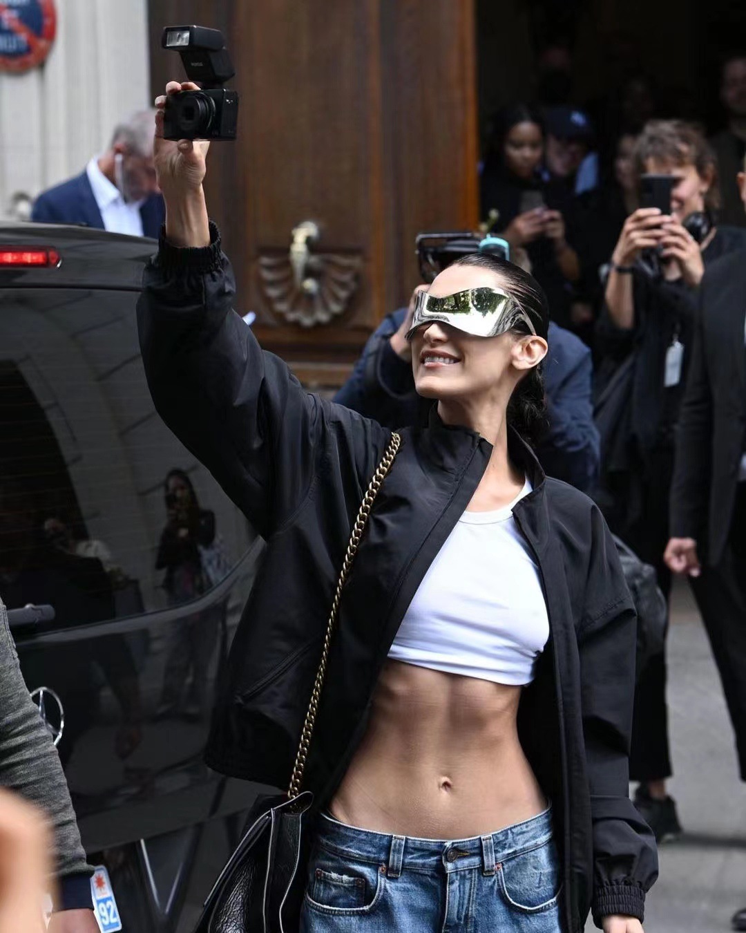 Ballon de sport une pièce à technologie futuriste Y2K, lunettes de soleil punk cool, lunettes hip-hop pour fille épicée, nouvelle collection_voghion.com