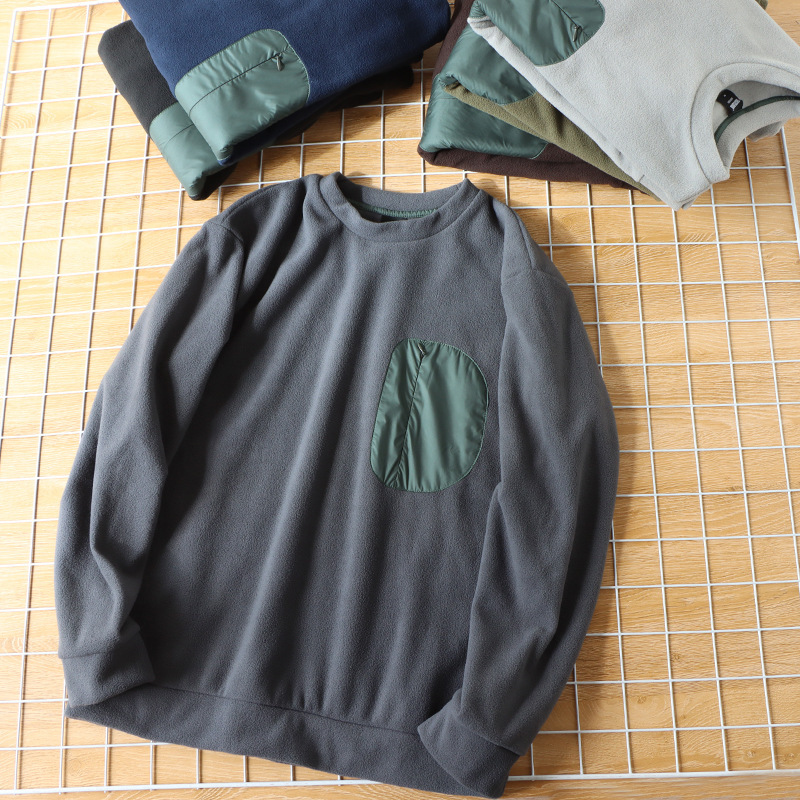 Foreign Trade K Welfare Pick-Up Tail Goods Autumn and Winter Double-Sided Velvet Sweatshirt Japanese Style Trendyy Polar Fleece Warm Pullover Men's Clothing Foreign Trade K Welfare Pick-Up Tail Goods Autumn and Winter Double-Sided Velvet Sweatshirt Japanese Style Trendyy Polar Fleece Warm Pullover Men's Clothing