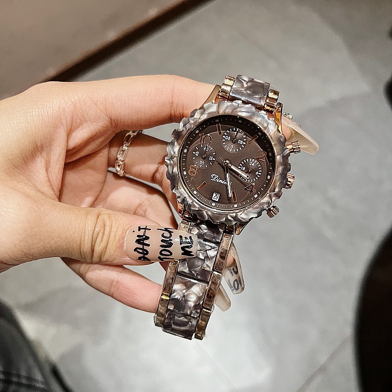 Timiny Modello in marmo colorato Cinturino per orologio alla moda Moda Internet Celebrity Digital Face Band Calendario Cinturino in acciaio Orologio da donna_voghion.com