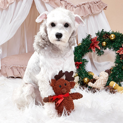 New Pet Plush Talking Christmas Series Chew-resistant Cute Cartoon Dog Toy Wholesale
