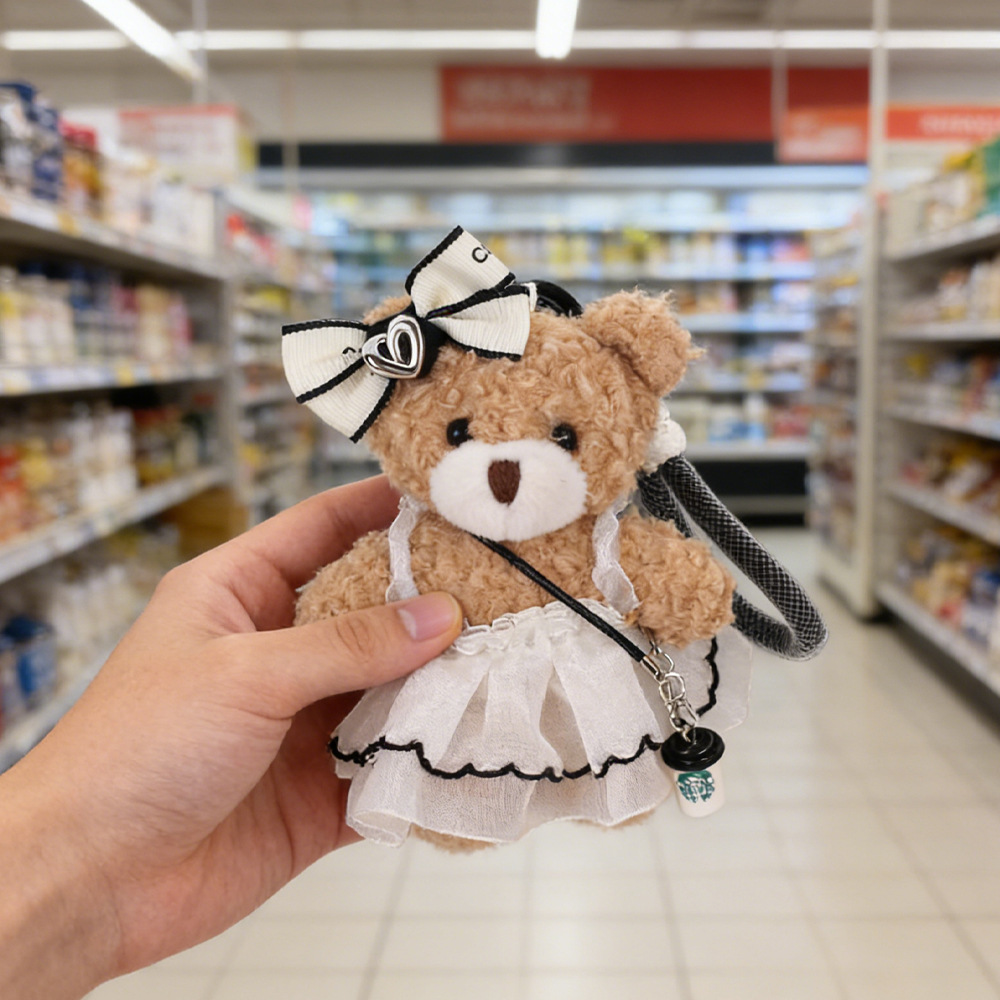 Creativo suave lindos colgante de oso una familia de tres muñecas de peluche bolsos muñecas colgantes llaveros