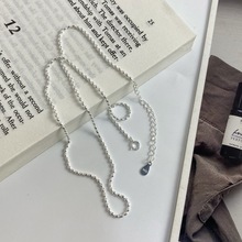 S925純銀銀簡約百搭款小米珠鏈可疊戴女士鎖骨項鏈