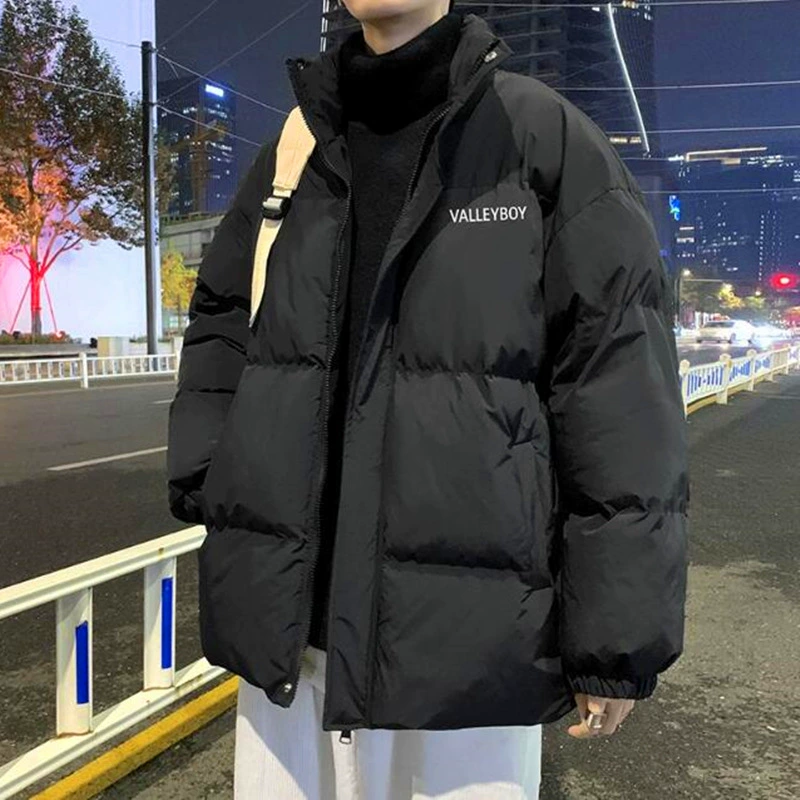 Теплая хлопковая одежда для мужчин и женщин, зимняя студенческая куртка-пуховик со воротником-стойкой, свободное хлопковое пальто, модная утепленная верхняя одежда для пар.