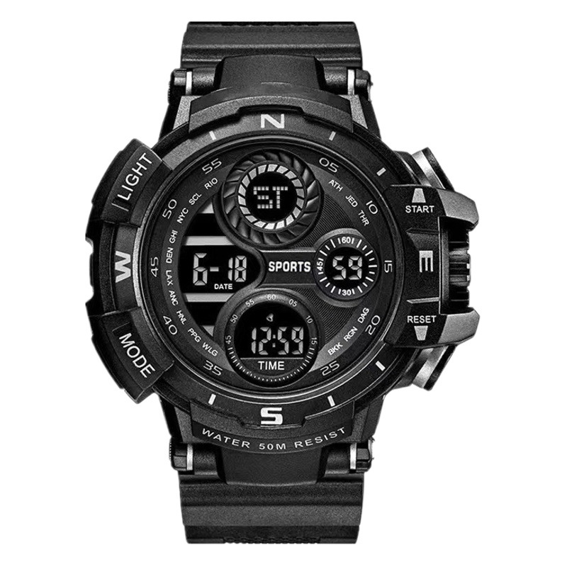 Fábrica mayorista de relojes de estudiantes de secundaria varones nocturna impermeable reloj electrónico multifuncional reloj de moda deportivo grande