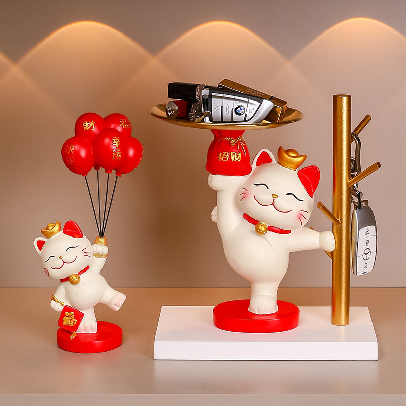 Kung Fu lucky cat entrance shoe cabinet keychain Storage hallway decorations housewarming new home storage ornaments New