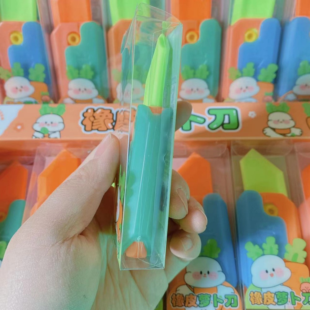 Creativo dibujos animados color rábano cuchillo borracha papelería infantil dibujo herramientas de examen goma mayorista