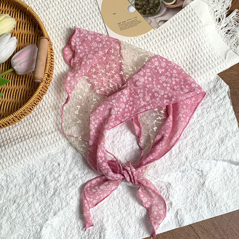 Bufanda triangular, babero, arte femenino, nuevo estilo, bufanda floral, bufanda de seda, pañuelo de alta calidad, diadema pastoral femenina de verano, cabello atado