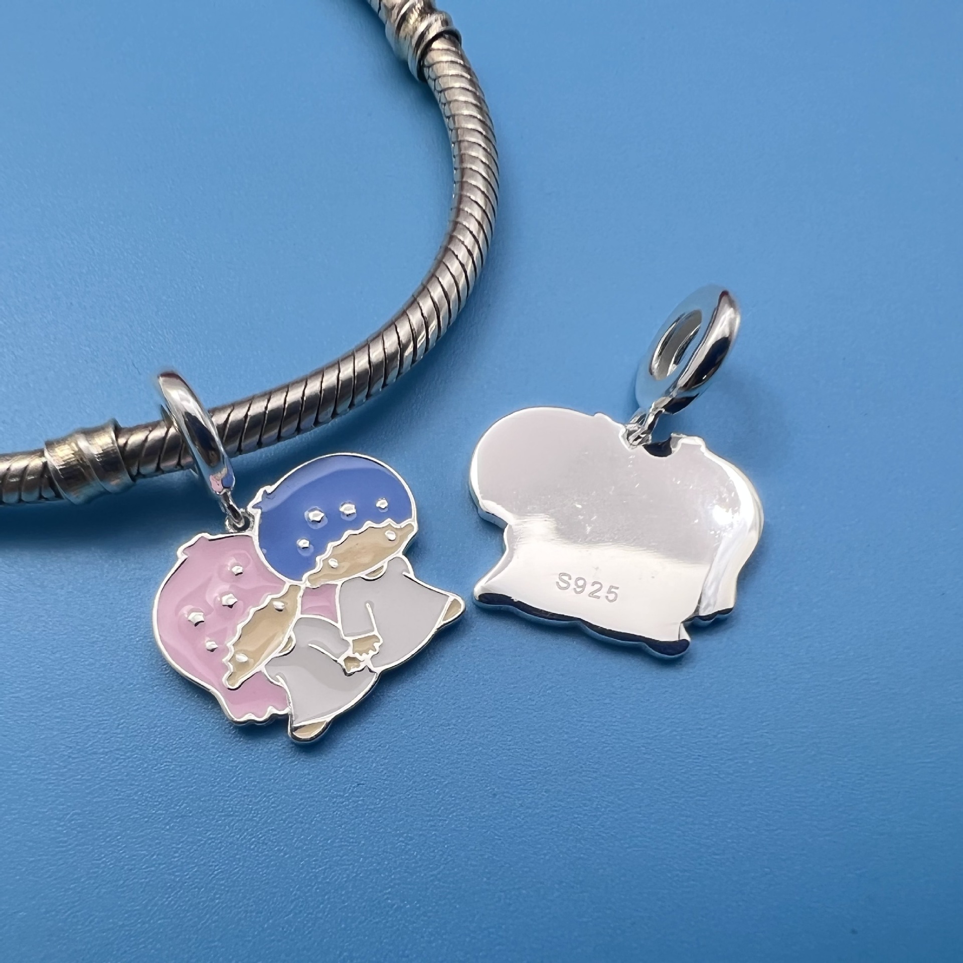 S925 plata epoxi dibujos animados lindo colgante nueva pulsera colgante DIY pulsera accesorios niñas