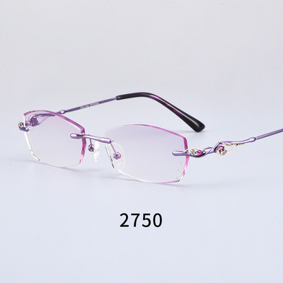 跨境外贸眼镜片镜框钻石切边防蓝光眼镜无框眼镜学生青少年眼镜
