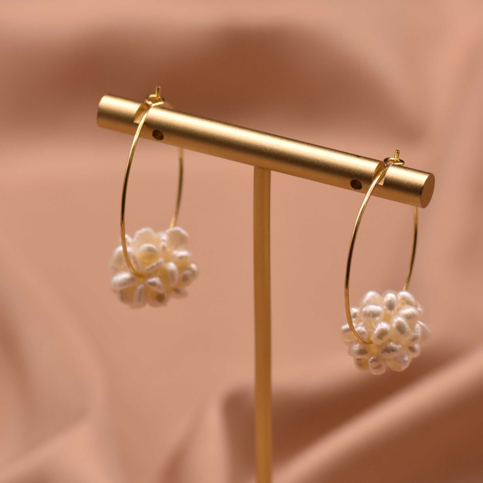 Perla alta sensación barroco perla bucle exagerado pendientes de moda joyas de alta calidad al por mayor natural