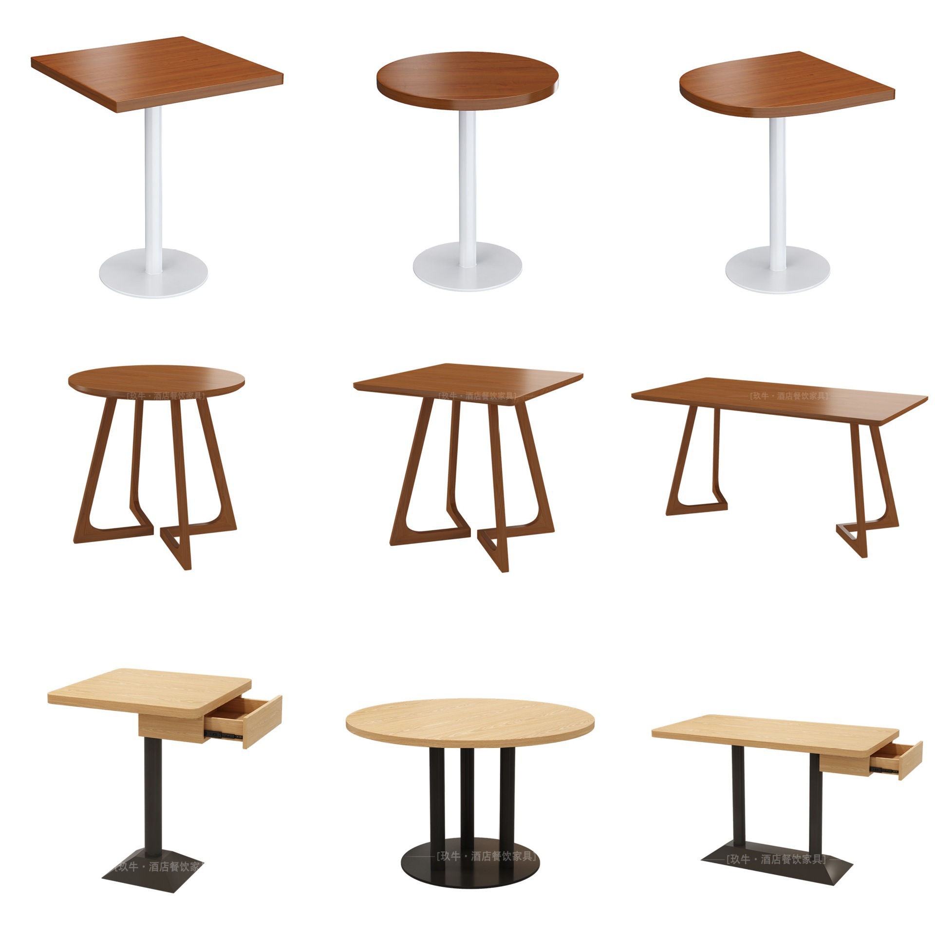 Customized Solid Wood Bar Tables and Chairs for Coffee Shops, Milk Tea Shops, Restaurants, Hot Pot and Barbecue Restaurants, Dining Tables, Round Tables