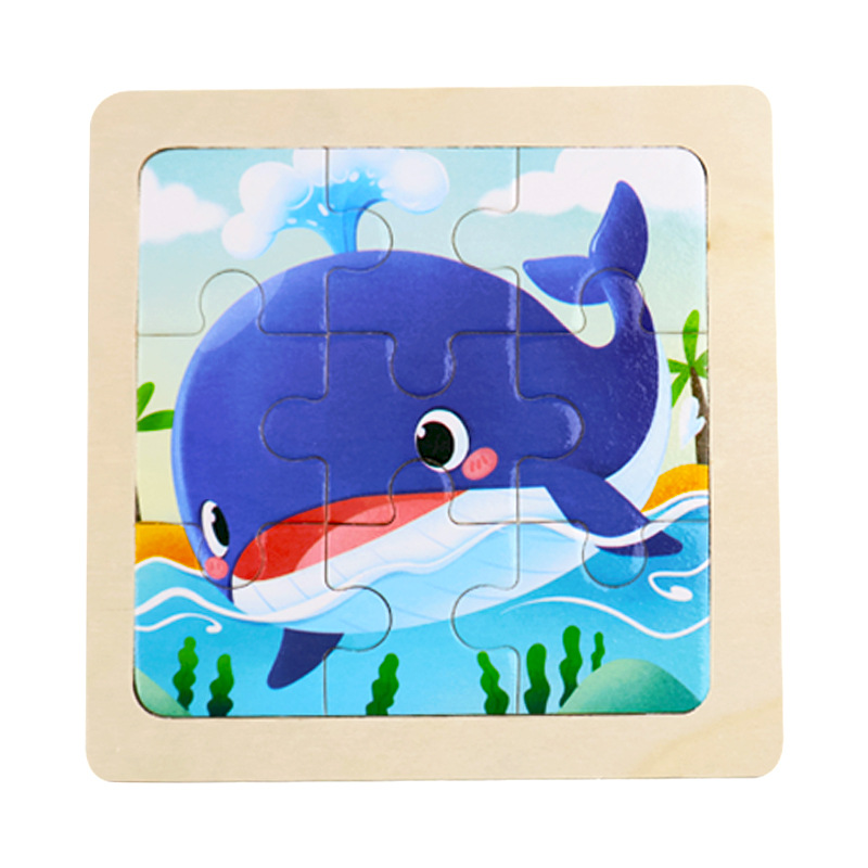 Fábrica directa de niños pequeños 9 piezas de dibujos animados de madera plano rompecabezas puzzle puzzle juguetes de educación temprana para bebés image 23