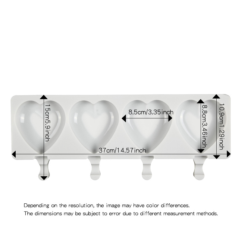 新款现货硅胶4爱心雪糕模具4连冰棒冰淇淋模具DIY跨境热销家用