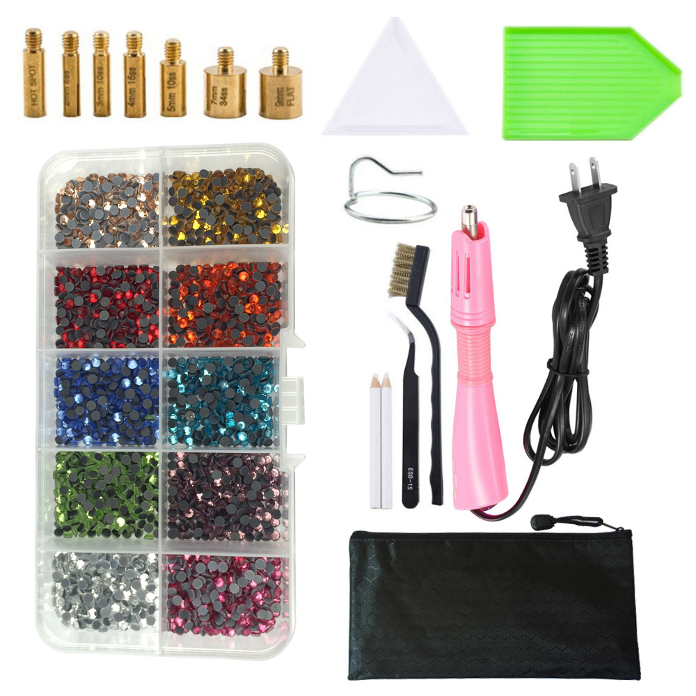 Máquina de perforación en caliente traje DMC fondo plano accesorios de herramientas de perforación en caliente pinzas Punto de ropa pluma de perforación bolsa de almacenamiento transfronterizo Amazon