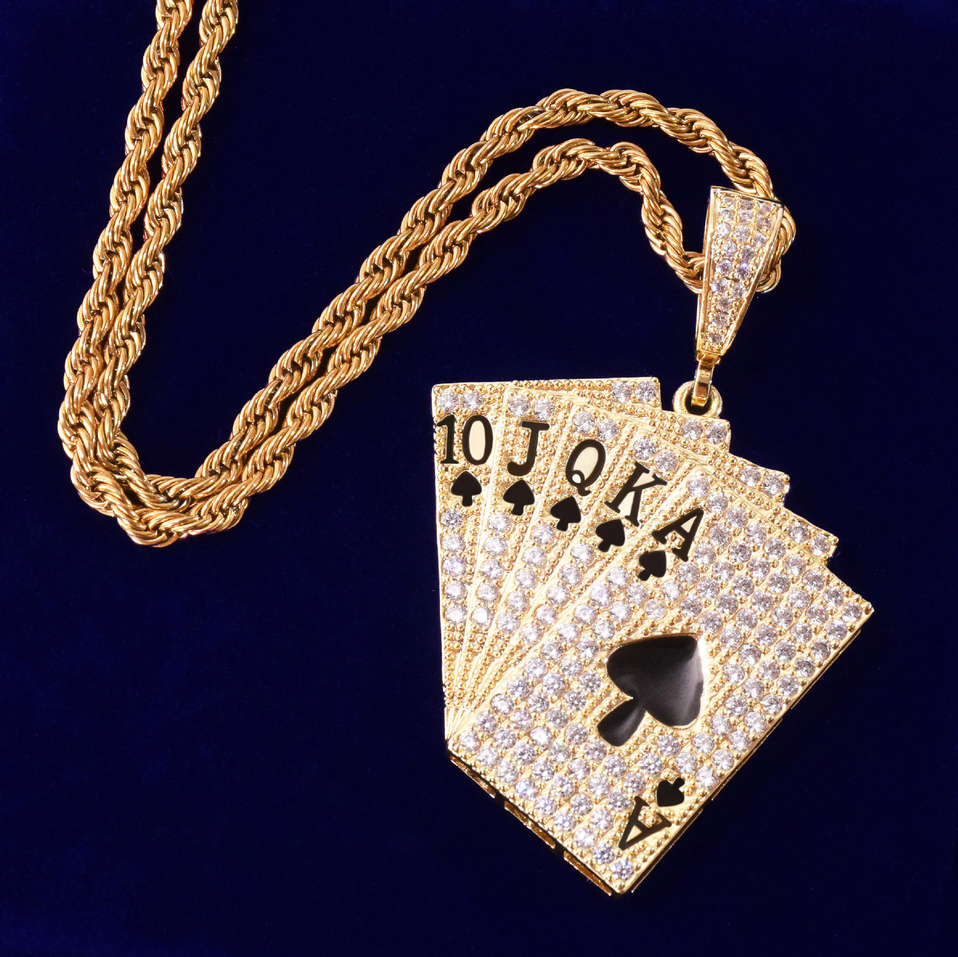 Europa y América Hip-Hop bronce de piedra Flush Flush Poker Colgante de moda para hombres Personalidad Joyas de moda personalizados