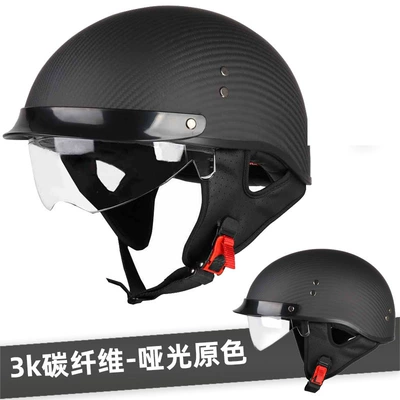 Carbon fiber half helmet motorcycle helmet retro 3C certified men's summer helmet for motorcycles, motorbikes, electric vehicles, women's all-season helmet (Motosiklet kaskı (dəbilqə)) - 3k-carbon-fiber-matte-original-color-m