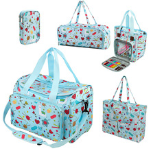 跨境热销毛线收纳包纱线储物袋编织工具棒针蓝色手提袋家用防尘袋