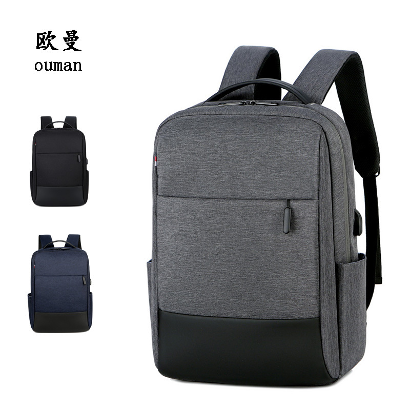 Men Business Laptop Backpack Gray Blue 15.6inch