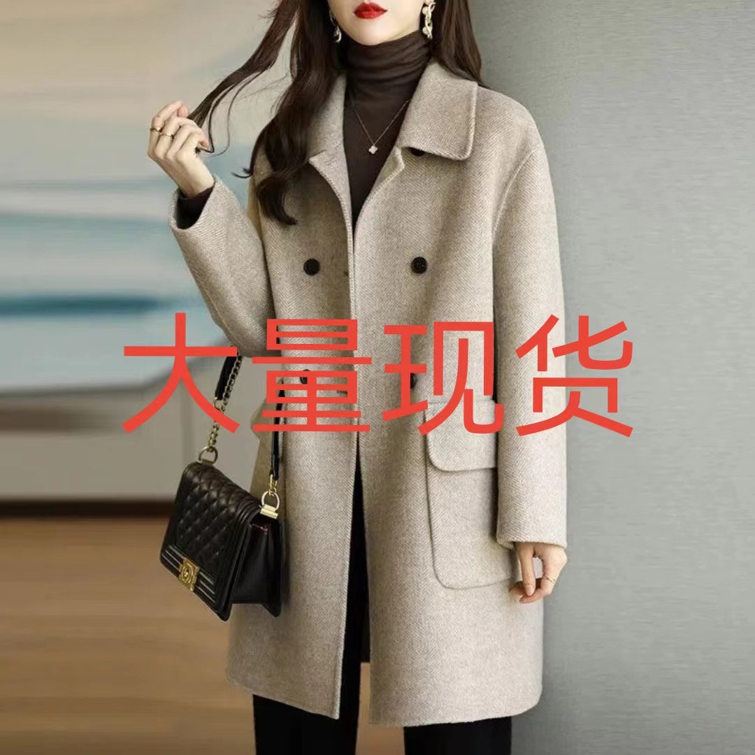毛呢外套女2025秋冬新款咖色加厚韩版修身显瘦中长款呢子大衣