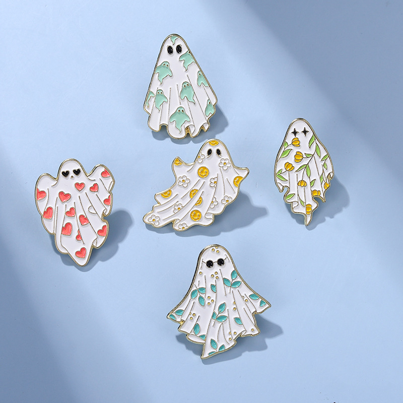 Valentine'S Day Festival Cute Pin Heart Shape Flower Ghost Alloy Plating Unisex Brooches