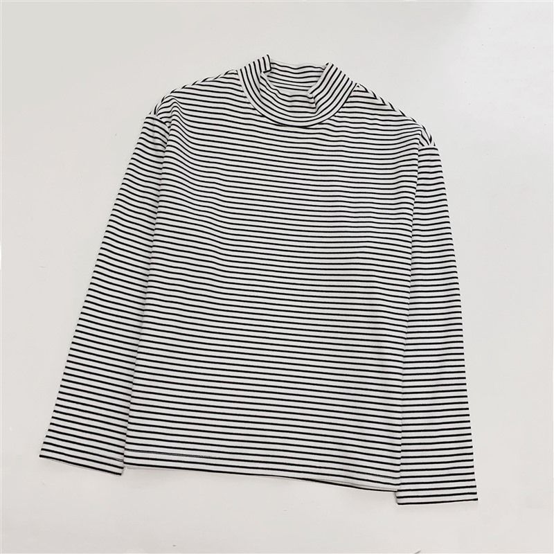 Haima's Boys 2024 Invierno Nueva camisa de fondo de terciopelo alemán Camiseta de manga larga Ropa de medio cuello alto Ropa de invierno de moda coreana