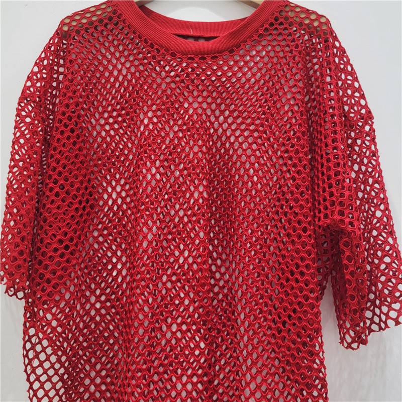 Personalidad fresca de malla hueca cuello redondo mangas cortas irregulares chaqueta de horquilla para mujeres 2025 chaqueta de moda de verano