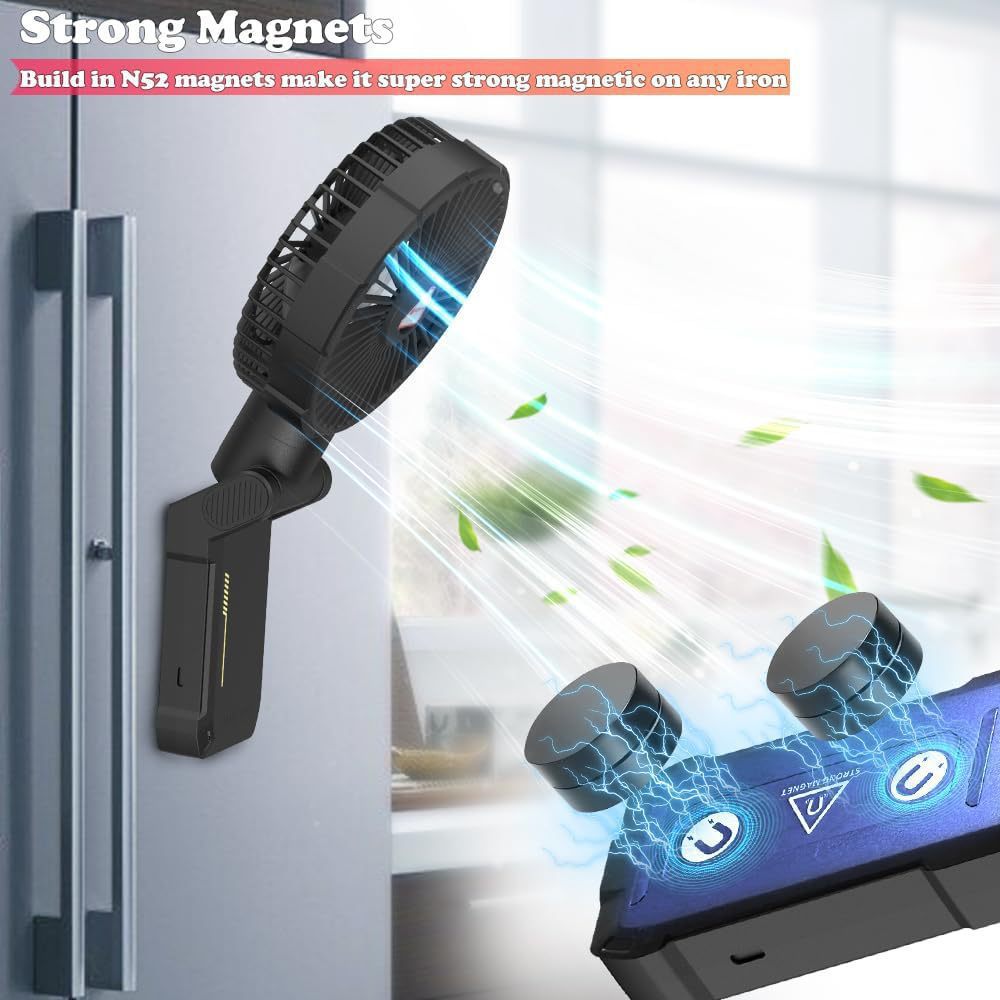 Ventilador Portátil con Clip Magnético Multivelocidad y Recargable para Golf y Cocina image 4