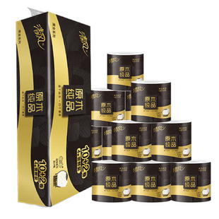 Qingfeng Core Roll Paper Black Gold 4-Layer Double-Sided Embossed Roll Paper 4-Layer 110G/Roll*12 Rolls B21C1Hj1