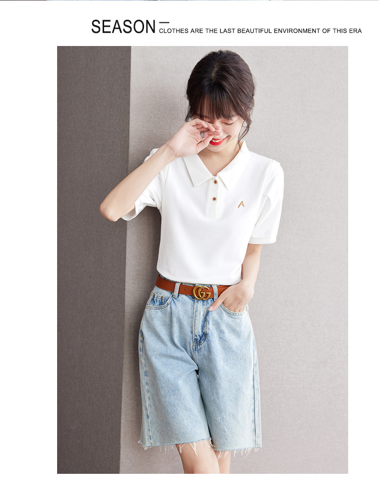 跨境衬衣白色短袖恤女士装夏季2024年新款洋气宽松小衫上衣详情5