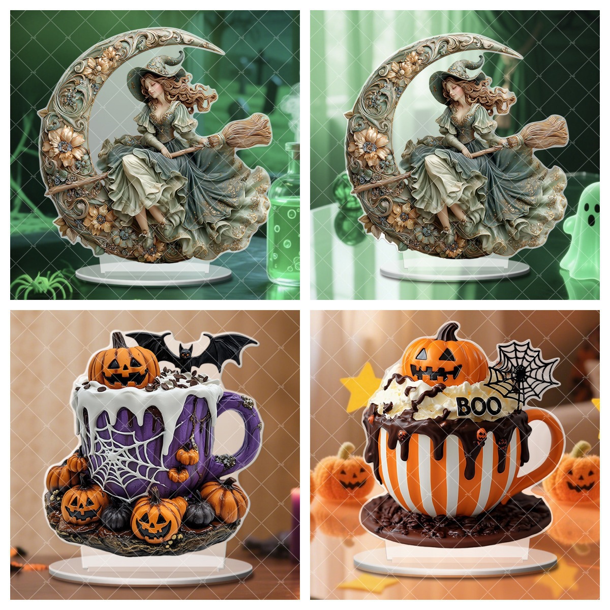 Transfronterizo Amazon Halloween Navidad Mesa Bandera Fiesta Decoración Acrílico 2D Decoración de escritorio plano Decoración