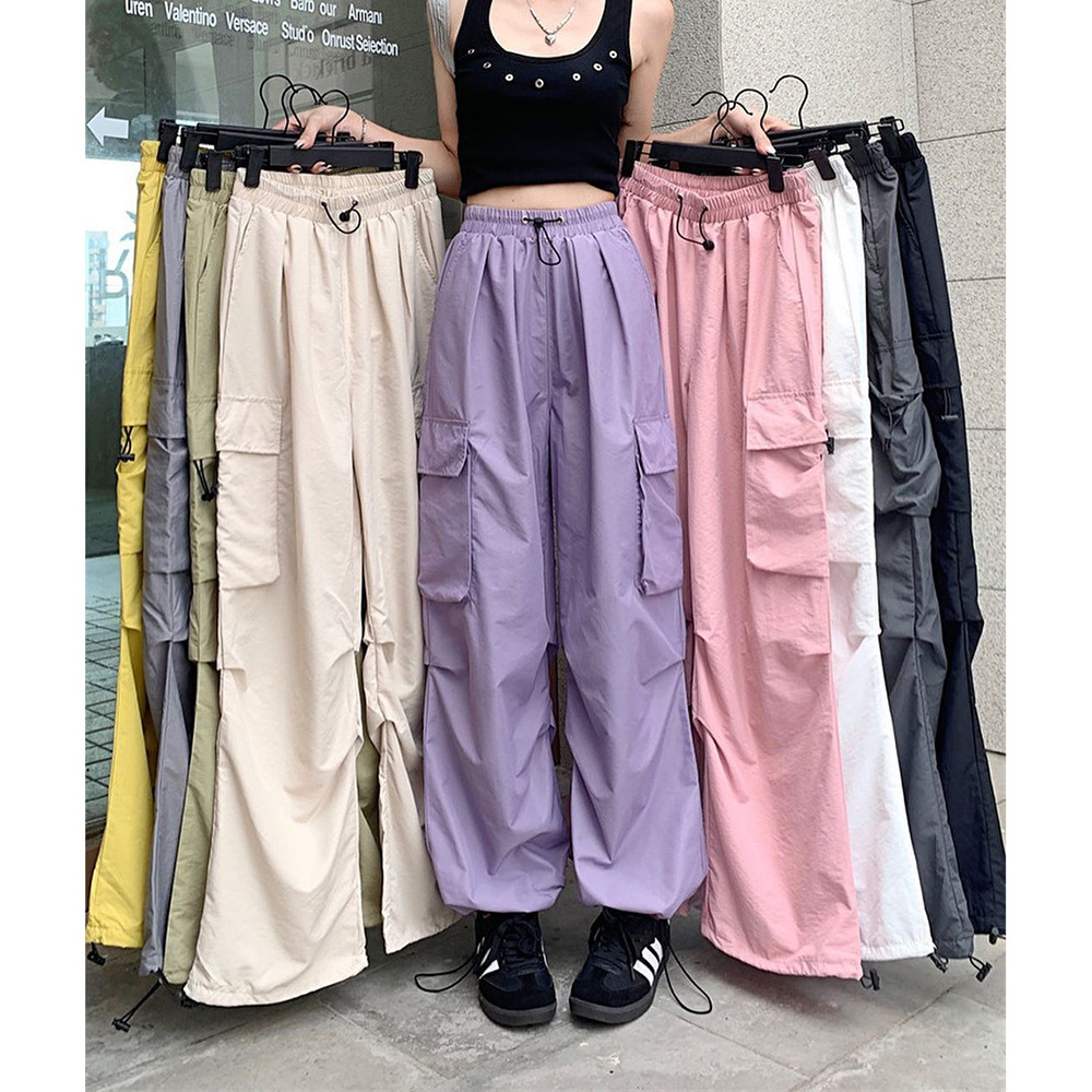 American Style Workwear Fashion Casual Pants Women's Autumn 2024 New High Waist Straight Loose Wide Leg Sports Long Pants